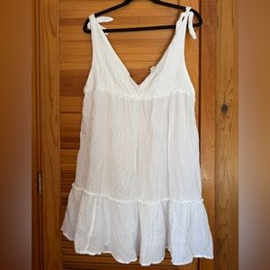 Aerie White Sleeveless Tiered Dress size small